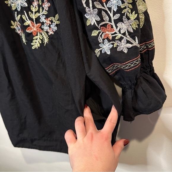 Free People Fleur Du Jour Enchanted Garden Black Off-Shoulder Mini Dress Small - Picture 5 of 10